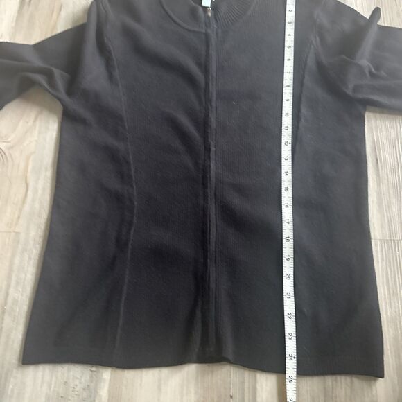 Shu Shu Ladies Black Ribbed Sweater Full Zipper Size Large - Picture 4 of 6
